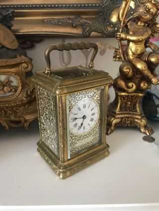 French Repeating Carriage Clock In The Most Engraved Gorge Case C1880