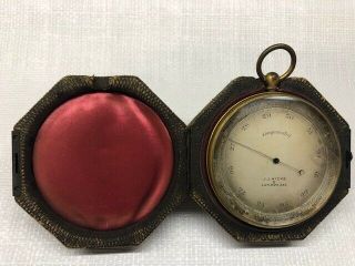 Leather Cased Pocket Barometer/altimeter - J.  J.  Hicks,  Late 1800s
