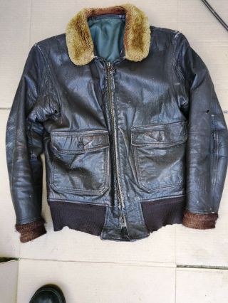 WWII US Navy Pilot ' s Leather Jacket Size 38 LOOK 6