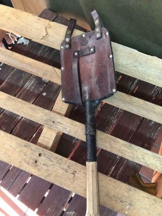 1939 Swiss Army Shovel Military Old Antique,  Leather Case Vintage