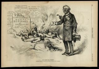 African - American Racism Dreaded N - Word 1876 Political Satire Harpers Print