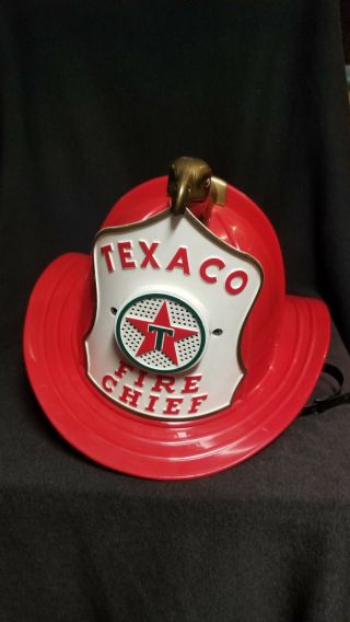 Vintage Texaco Fire Chief Hat Gas Service Station Helmet With Speaker