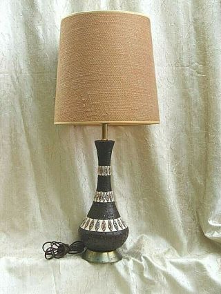 Mid - Century Modern Table Lamp By Quartite Creative W/ Burlap Shade