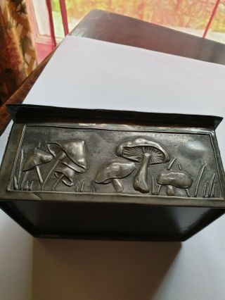 MAGICAL ARTS & CRAFTS PERIOD PEWTER BOX - INSECTS BUTTERFLY MUSHROOMS GNOME 5