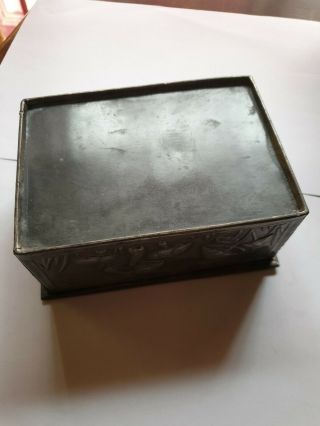 MAGICAL ARTS & CRAFTS PERIOD PEWTER BOX - INSECTS BUTTERFLY MUSHROOMS GNOME 7