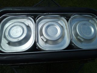Vintage 1961 U.  S.  Military Army Food Cooler Container,  3 Metal Food Canisters 8