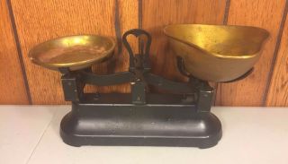 Antique Balance Scale With Brass Pans