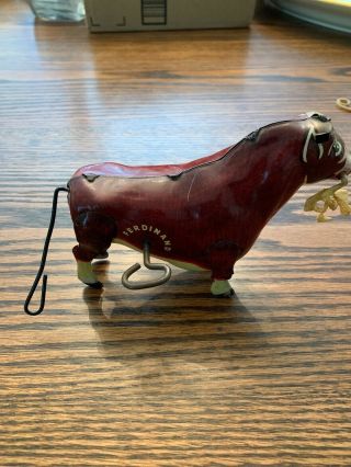 Tin Toy DISNEY 1938 Ferdinand The Bull Marx WIND - UP Litho Metal Vintage 3