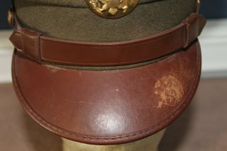 Pre to Early WW2 U.  S.  Army EM OD Wool Visor Cap w/Badge & Full Chincord 3