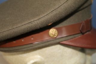 Pre to Early WW2 U.  S.  Army EM OD Wool Visor Cap w/Badge & Full Chincord 5