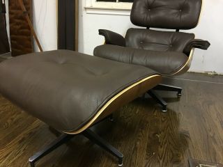LEATHER Herman Miller Eames Lounge Chair & Ottoman WALNUT FIGURE 10