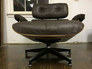 LEATHER Herman Miller Eames Lounge Chair & Ottoman WALNUT FIGURE 9