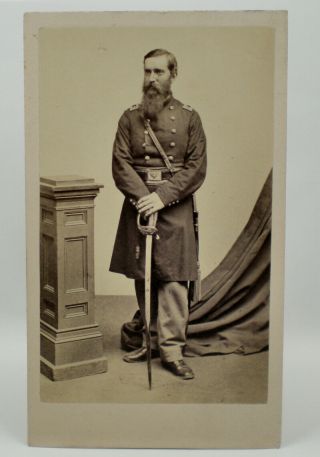 Vintage Civil War Cdv Photo - Union Officer / Soldier With Sword J.  W.  Black