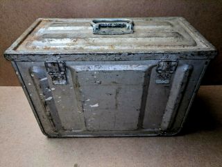 Vtg 1944 Wwii 20mm Mk3 Mod 1 Ammo Box Can W/ Handle Steel Us Navy Army Military