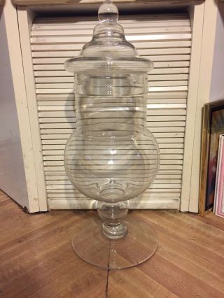 Vintage Glass Drug Store Apothecary Candy Store Jar Large 17 1/2”