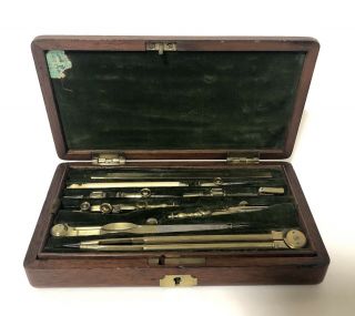 Quality Antique 1841 Technical Mathematical Drawing Instruments Geometry Set