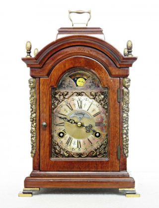 Warmink Dutch Moonphase Bell - Striking Mahogany Bracket Clock,  12 " H
