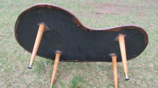 1950s Mid Century Modern Kidney Shaped Coffee Table Leather Patchwork Abstract 7