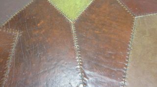 1950s Mid Century Modern Kidney Shaped Coffee Table Leather Patchwork Abstract 8