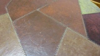 1950s Mid Century Modern Kidney Shaped Coffee Table Leather Patchwork Abstract 9