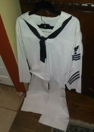 Vintage Wwii Usnr Navy White Undress Jumper 1st Class Petty Belt David G.  Fryman