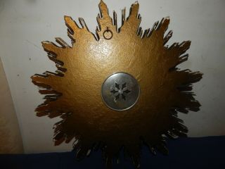Vintage French Giltwood Sunburst Wall Mounting Mechanical Wall Clock. 8