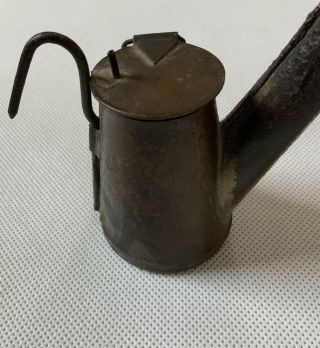 MINERS 19th C OIL WICK CAP MINE LANTERN KETTLE LAMP 3 1/2” 2