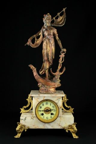 A.  D.  Mougin Deux Medailles.  Very Old French Mantel Clock.