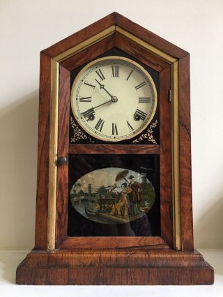 Antique Waterbury Clock Co 8 Day Mantle Wall Clock