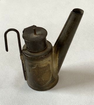 Miners 19th C Oil Wick Cap Lantern Kettle Lamp United Mine Workers Of America 4”