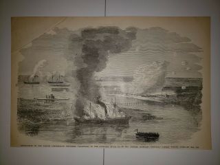 Css Nashville Ogeechee River Uss Montauk Captain Worden Civil War 1896 Sketch