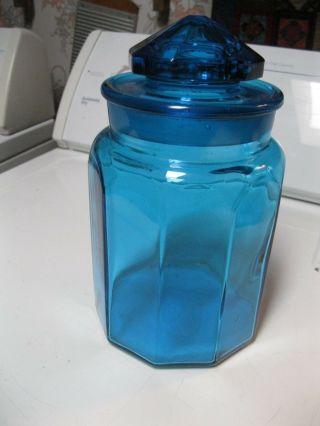 Blown Glass Apothecary Jar 1/2 Gallon Ground Glass Top 10 Panel Vtg Canister