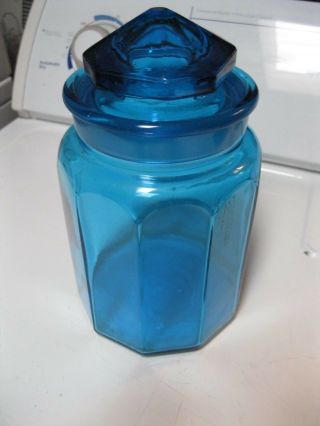 BLOWN GLASS APOTHECARY JAR 1/2 GALLON GROUND GLASS TOP 10 PANEL VTG CANISTER 2