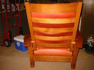 STICKLEY Spindle Morris Chair - Adjustable Back - Oak - with matching Ottoman 3