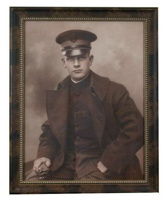 Antique Sepia Military Photograph World War I Soldier Baker 1918 Portrait 30 "
