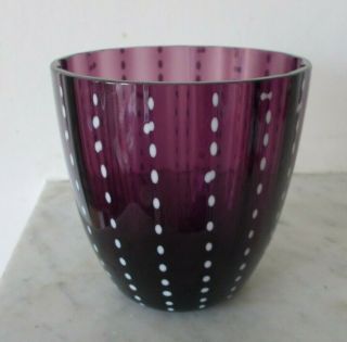 Weiner Werkstatte Josef Hoffman Moser Small Glass Vase Purple Violet Ribbed