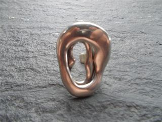 Solid Silver Signed Jacob Hull Modernist Ring 1960s Denmark Scandinavian