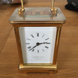 Vintage Garrard & Co London W1 Brass Carriage Mantel Clock And Key