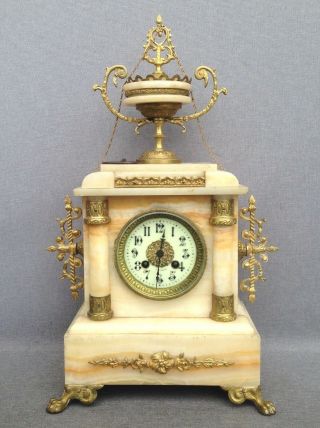Big Antique Napoleon Iii Style French Clock Bronze And Marble 19th Century Work