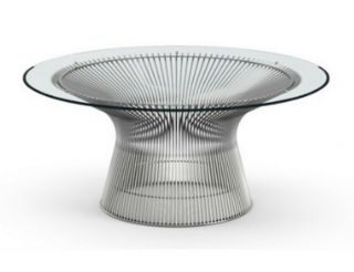 Knoll Platner Vtg Mid Century Modern Chrome Wire Metal Glass Coffee Table Dwr