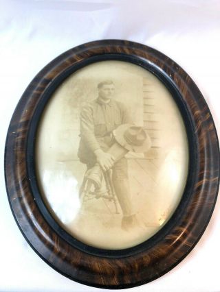Ww1 Antique American Doughboy Soldier Quality Us Military Glass Framed Portrait