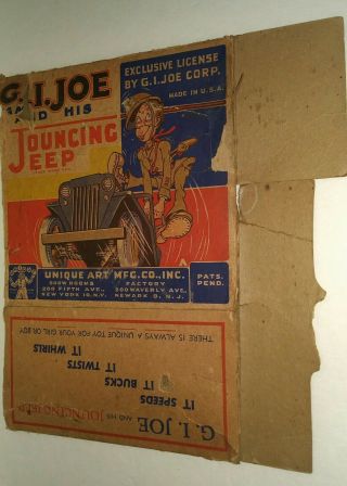 BOX ONLY 1940s GI Joe Jouncing Jeep Tin wind up Toy 3
