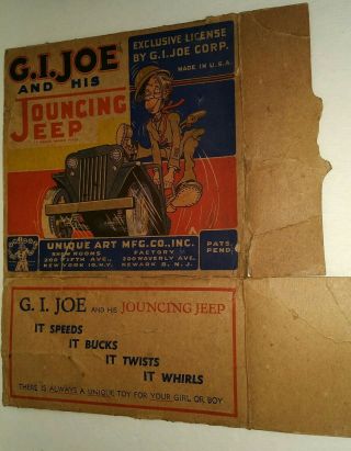 BOX ONLY 1940s GI Joe Jouncing Jeep Tin wind up Toy 4