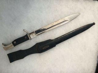 Ww2 German E.  Pack & Sohne Bayonet (mfg Solingen) W/ Scabbard & Frog