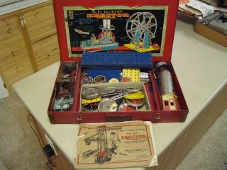 1938 A.  C.  Gilbert 8 1/2 Erector Set Missing Parts As Seen In The Photos