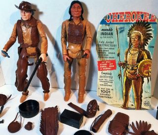 Vintage Marx Johnny West & Chief Cherokee The Movable Indian & Accessories