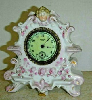 Antique Haven Connecticut Porcelain Mantle Desk Boudoir Clock