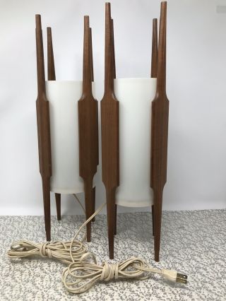 Pair Mid Century Westwood Industries Cylinder Table Lamps Scandinavian Style