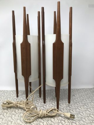Pair Mid Century Westwood Industries Cylinder Table Lamps Scandinavian Style 3