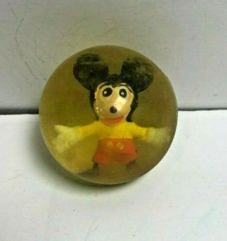 Rare Mickey Mouse Rubber Ball Vtg Disney Toy Insert Figure Hi Bounce (a031